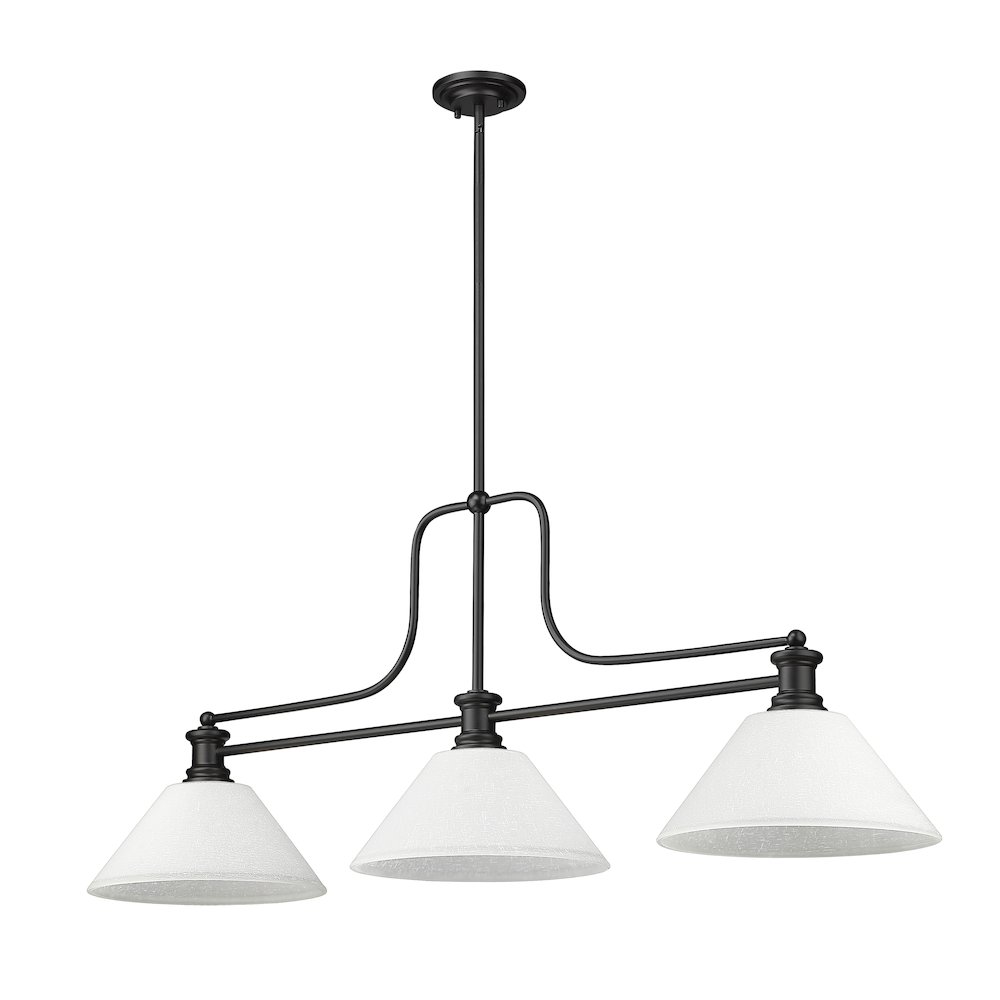 Z-Lite Melange 3 Light Billiard, Steel Frame, White Linen Shade Color. Picture 5