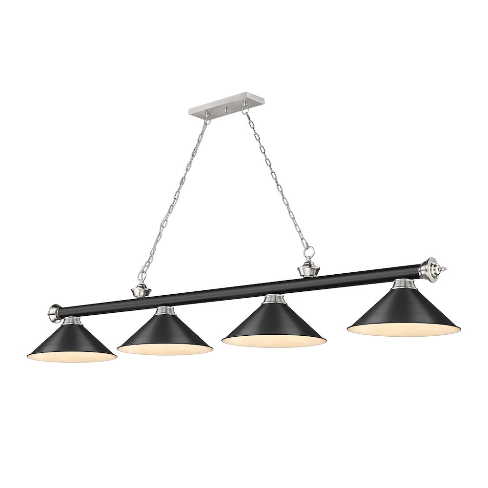 Z-Lite Cordon 4 Light Billiard, Steel Frame, Matte Black Shade Color. Picture 1