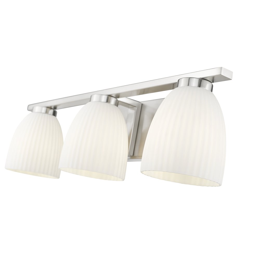 Z-Lite Naya 3 Light Vanity in Brushed Nickel color, Steel frame. Picture 4