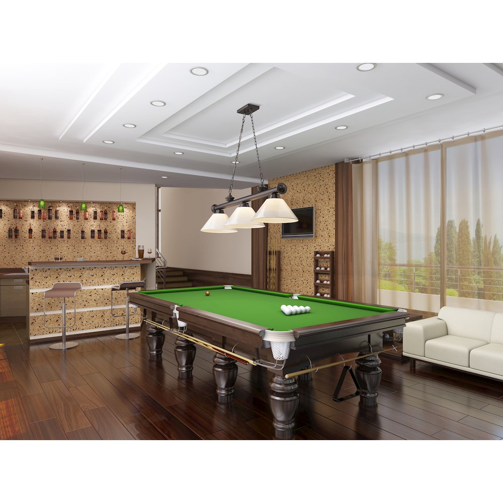 Z-Lite Cordon 3 Light Billiard, Steel Frame, White Shade Color. Picture 6