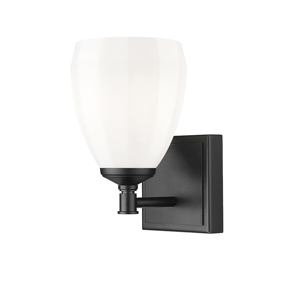 Z-Lite Oren 1 Light Vanity in Matte Black color, Steel frame. Picture 1