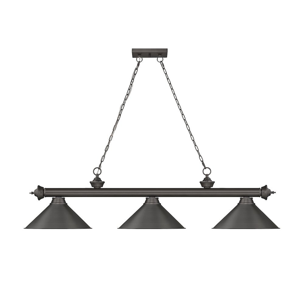 Z-Lite Cordon 3 Light Billiard, Steel Frame, Bronze Shade Color. Picture 2