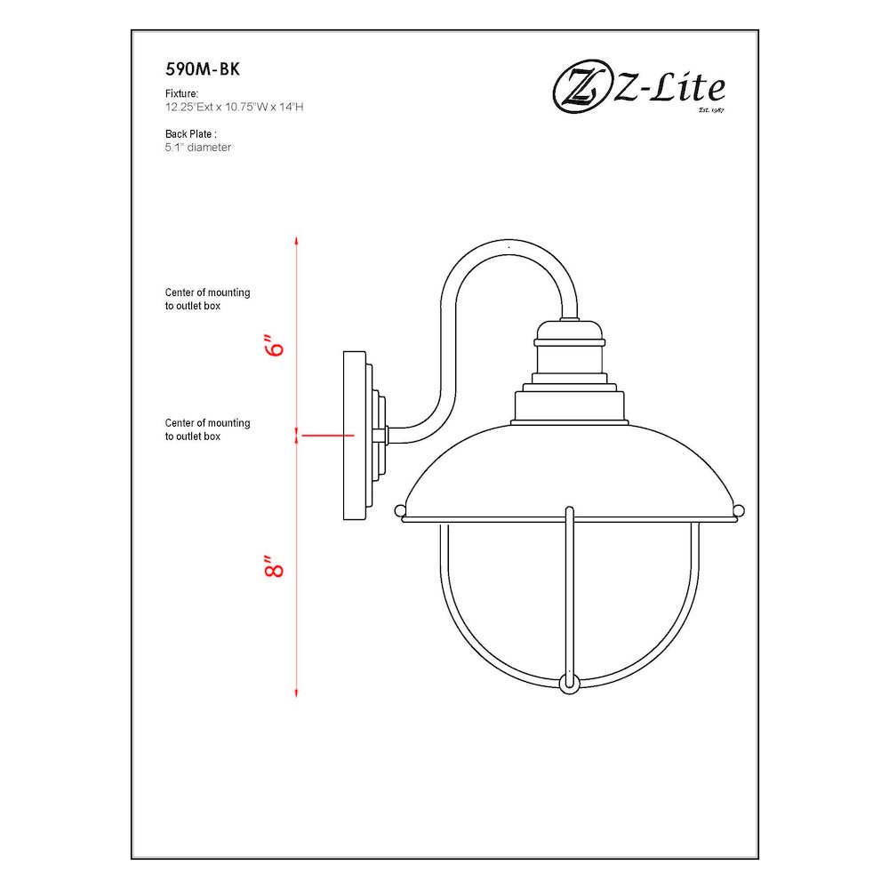 Z-Lite 1 Light Outdoor Wall Light. Picture 9