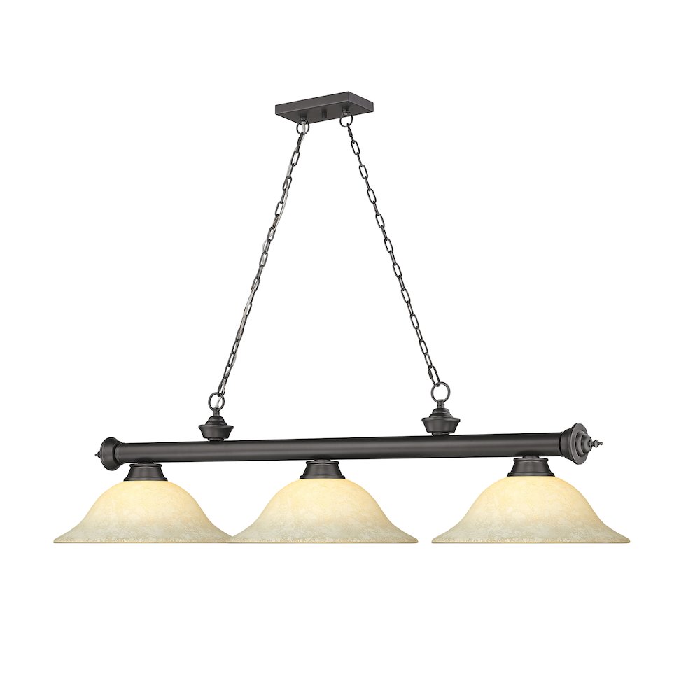 Z-Lite Cordon 3 Light Billiard, Steel Frame, Golden Mottle Shade Color. Picture 3