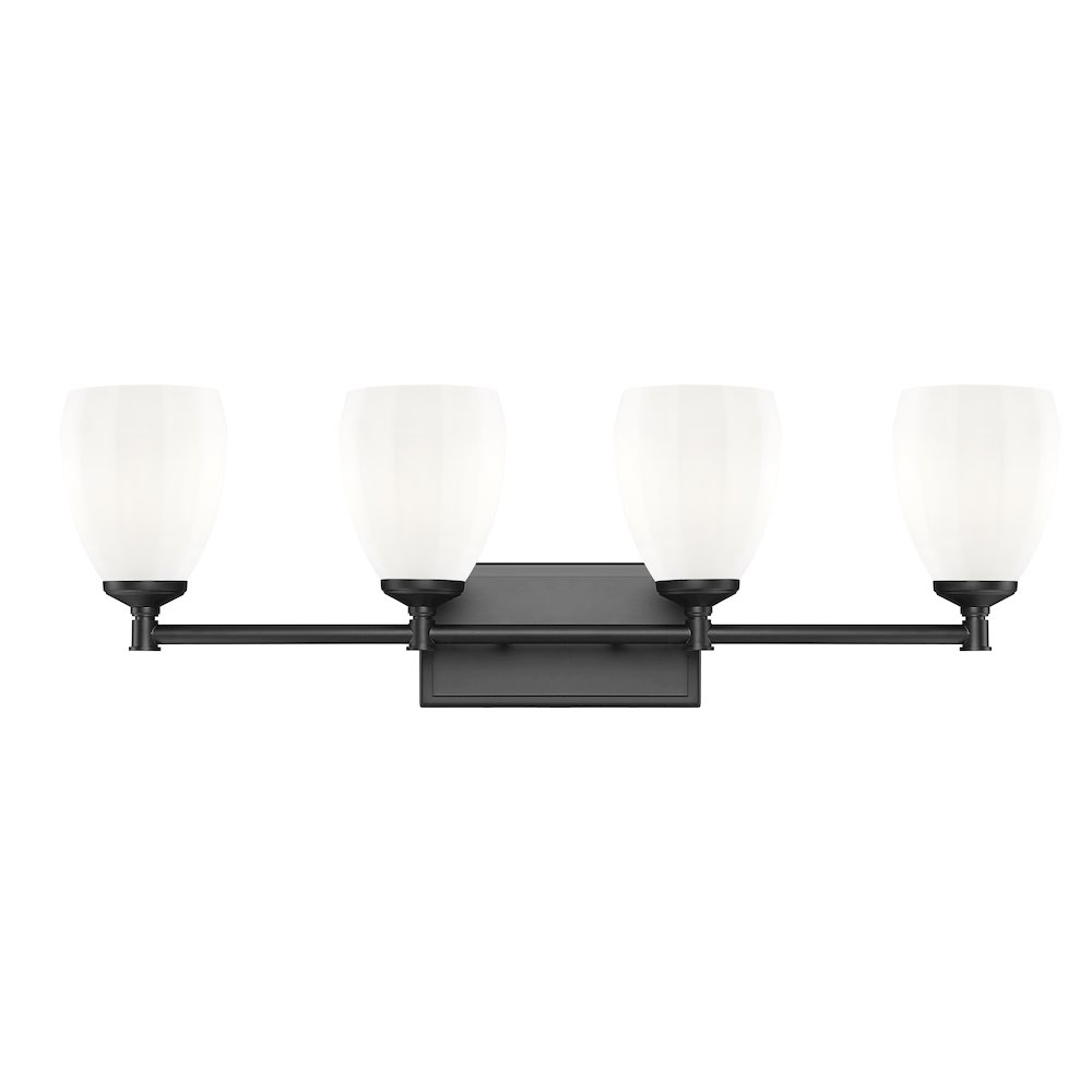 Z-Lite Oren 4 Light Vanity in Matte Black color, Steel frame. Picture 2