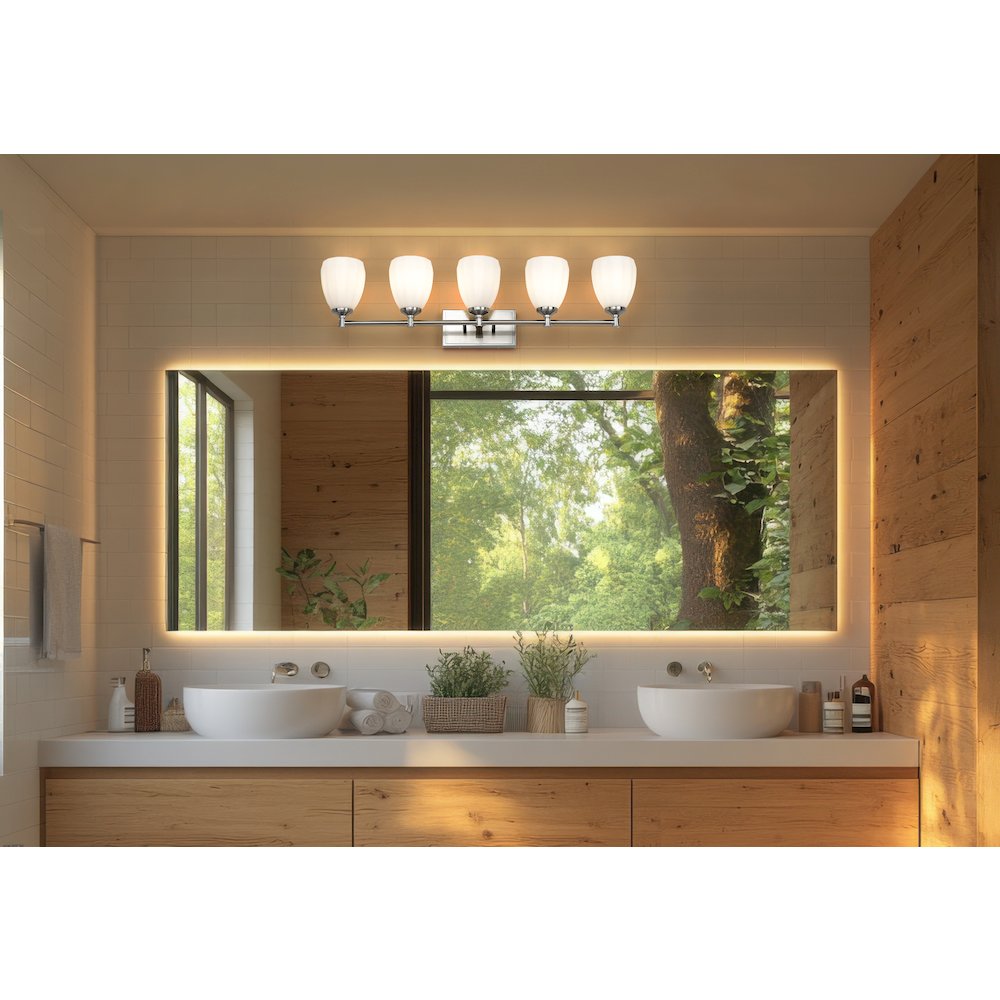 Z-Lite Oren 5 Light Vanity in Brushed Nickel color, Steel frame. Picture 6