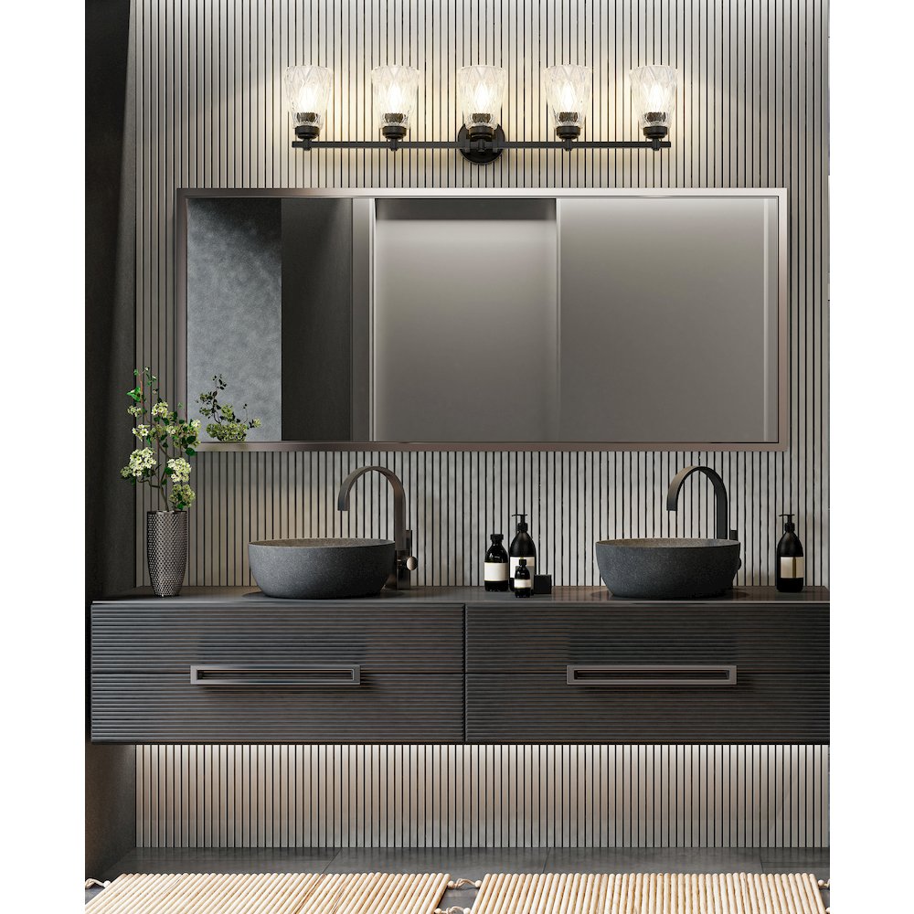 Z-Lite 5 Light Vanity, Matte Black. Picture 6