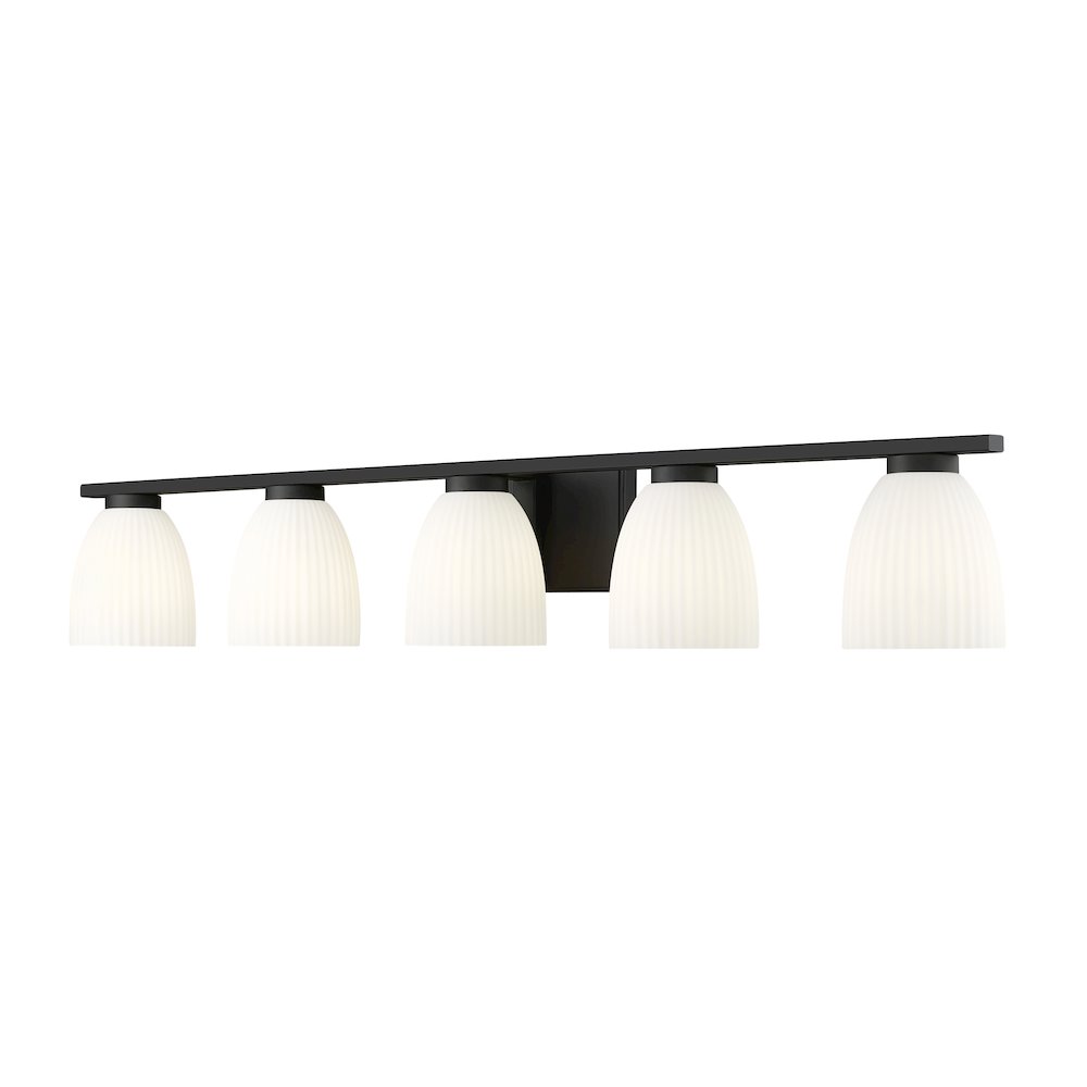 Z-Lite Naya 5 Light Vanity in Matte Black color, Steel frame. Picture 1