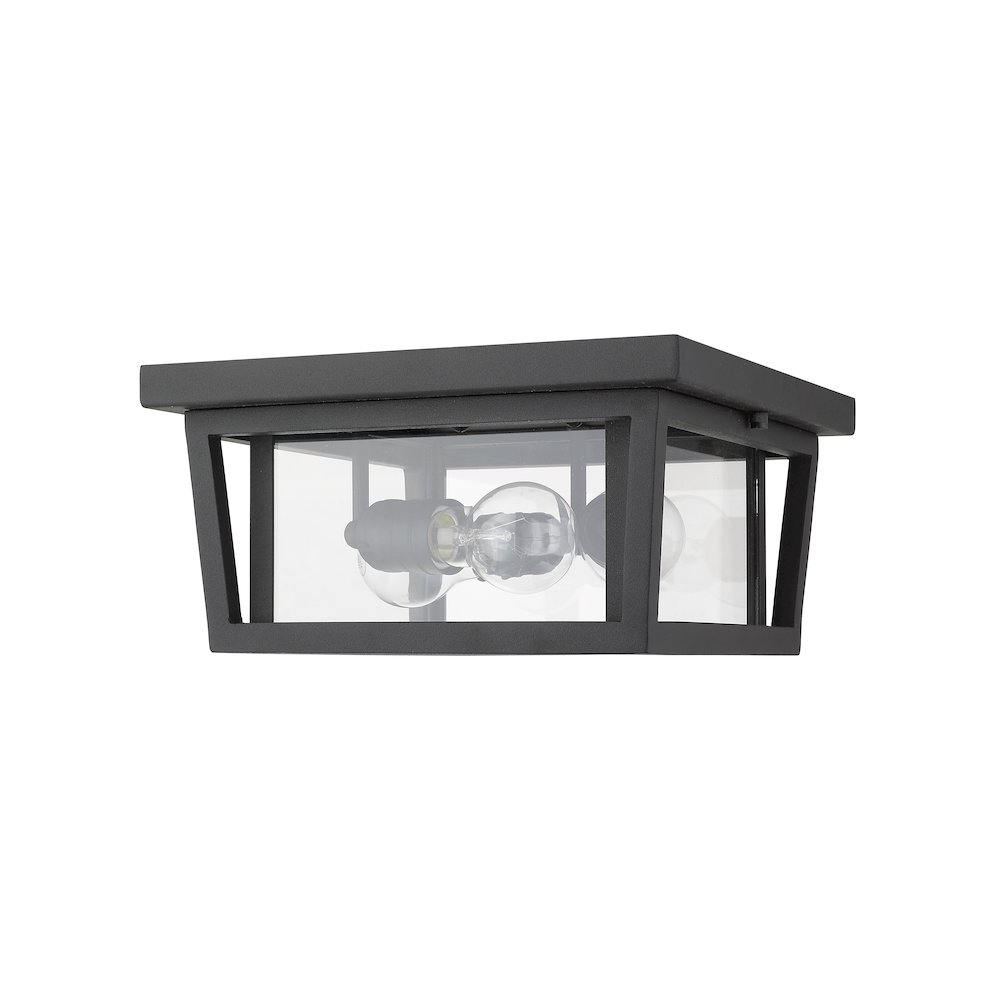 Z-Lite Seoul 3 Light Outdoor Flush Mount, Black. Picture 5