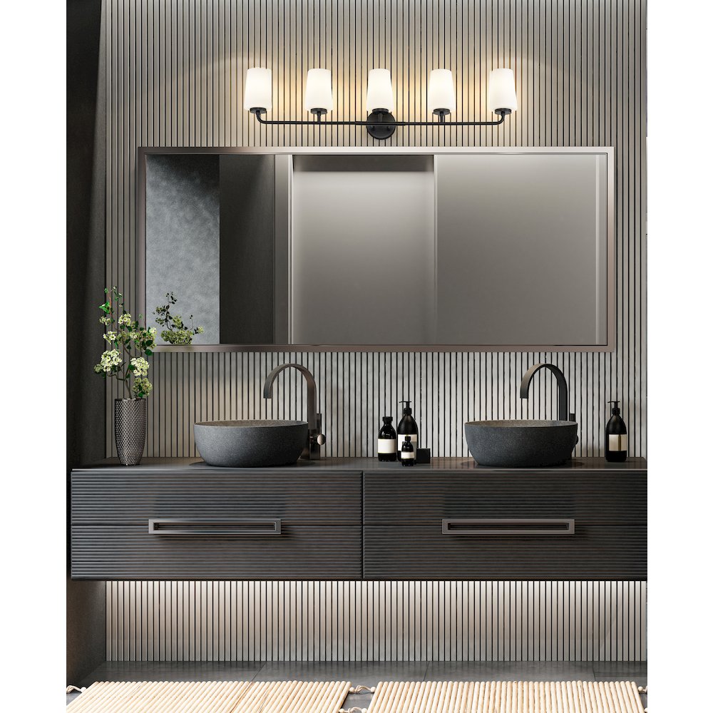 Z-Lite Montford 5 Light Vanity in Matte Black color, Steel frame. Picture 7