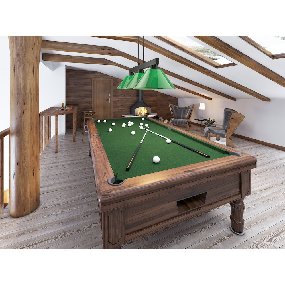 Z-Lite Cobalt 3 Light Billiard, Steel Frame, Green Shade Color. Picture 6