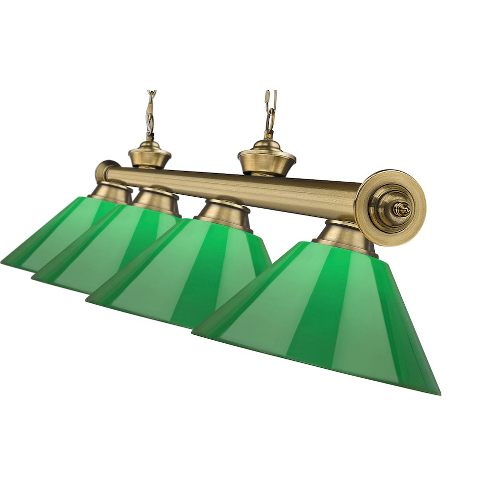 Z-Lite Cordon 4 Light Billiard, Steel Frame, Green Shade Color. Picture 4