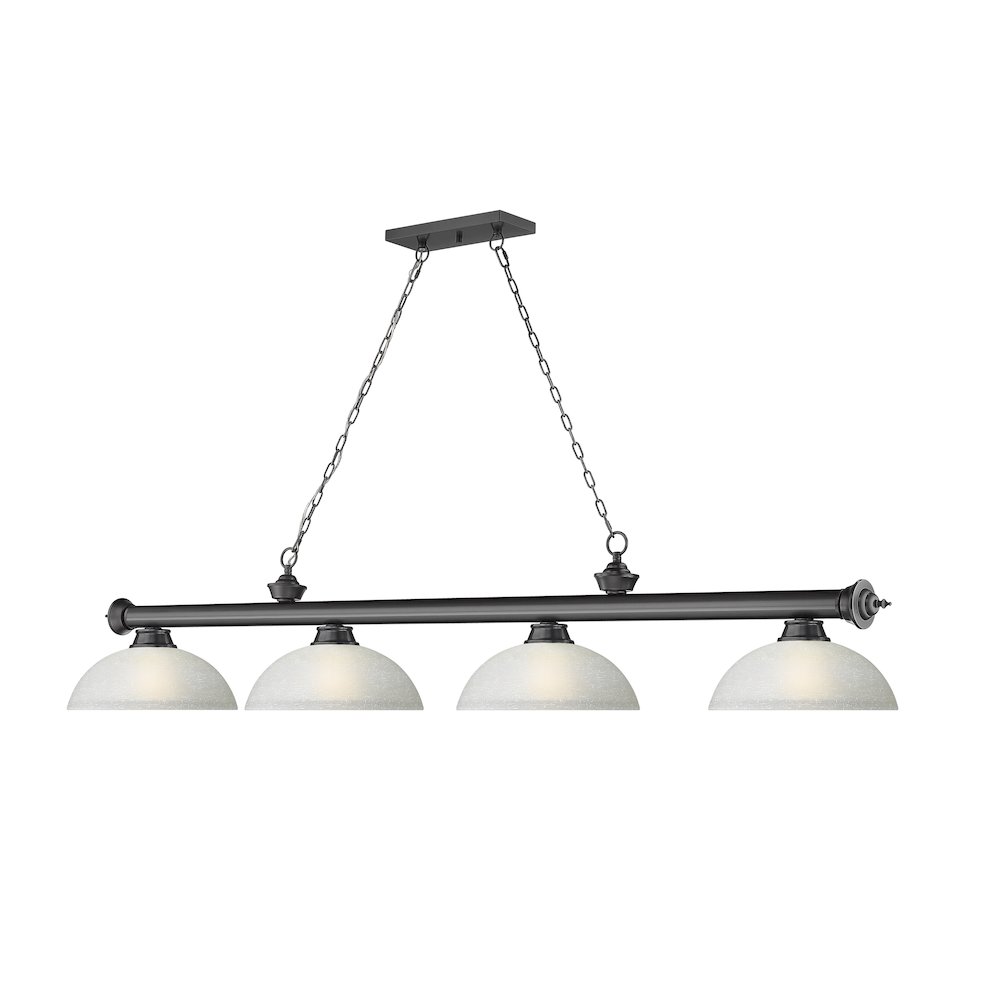 Z-Lite Cordon 4 Light Billiard, Steel Frame, White Linen Shade Color. Picture 3