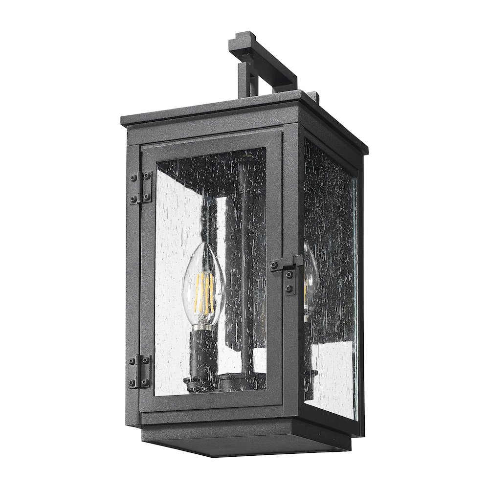 Z-Lite Hartwell 2 Light Outdoor Wall Light in Sand Black color, Aluminum frame. Picture 5