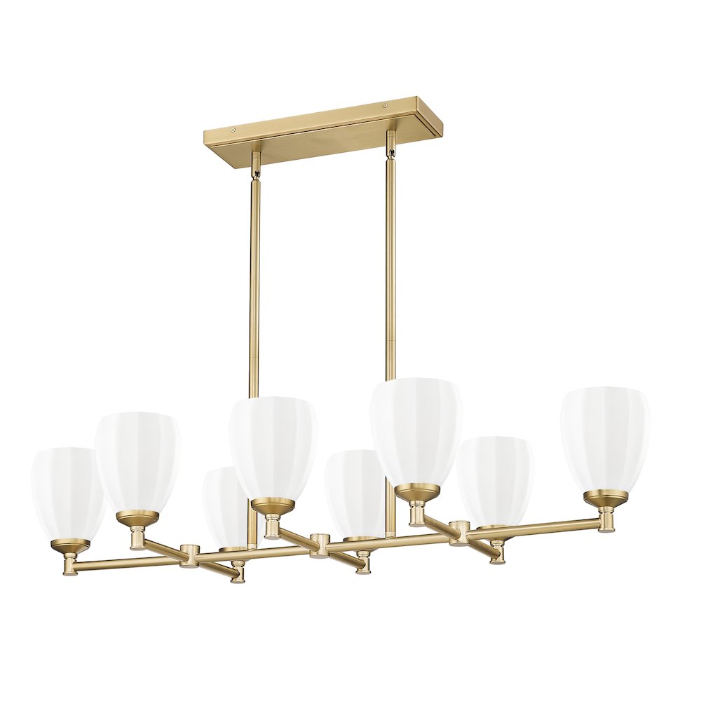 Z-Lite Oren 8 Light Linear Chandelier in Modern Gold color, Steel frame. Picture 5