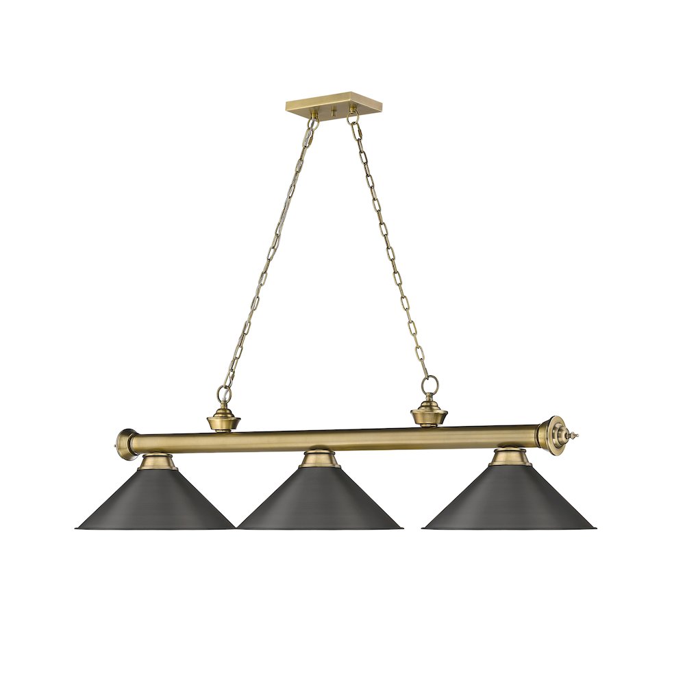 Z-Lite Cordon 3 Light Billiard, Steel Frame, Bronze Shade Color. Picture 3