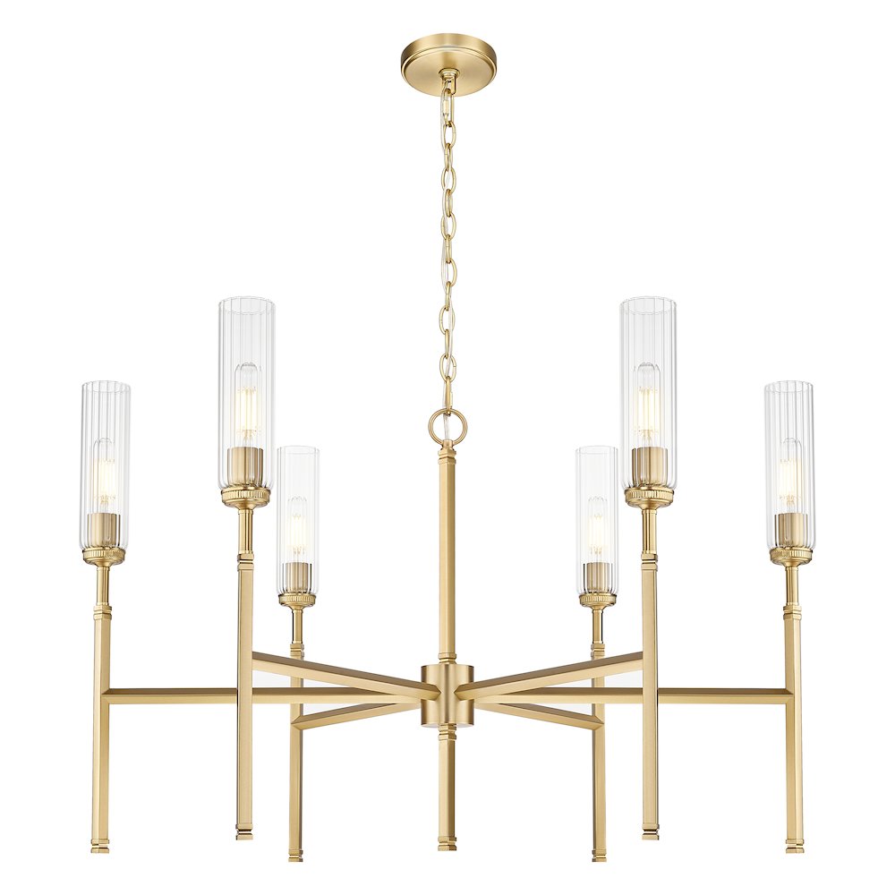 Z-Lite 6 Light Chandelier, Modern Gold. Picture 3