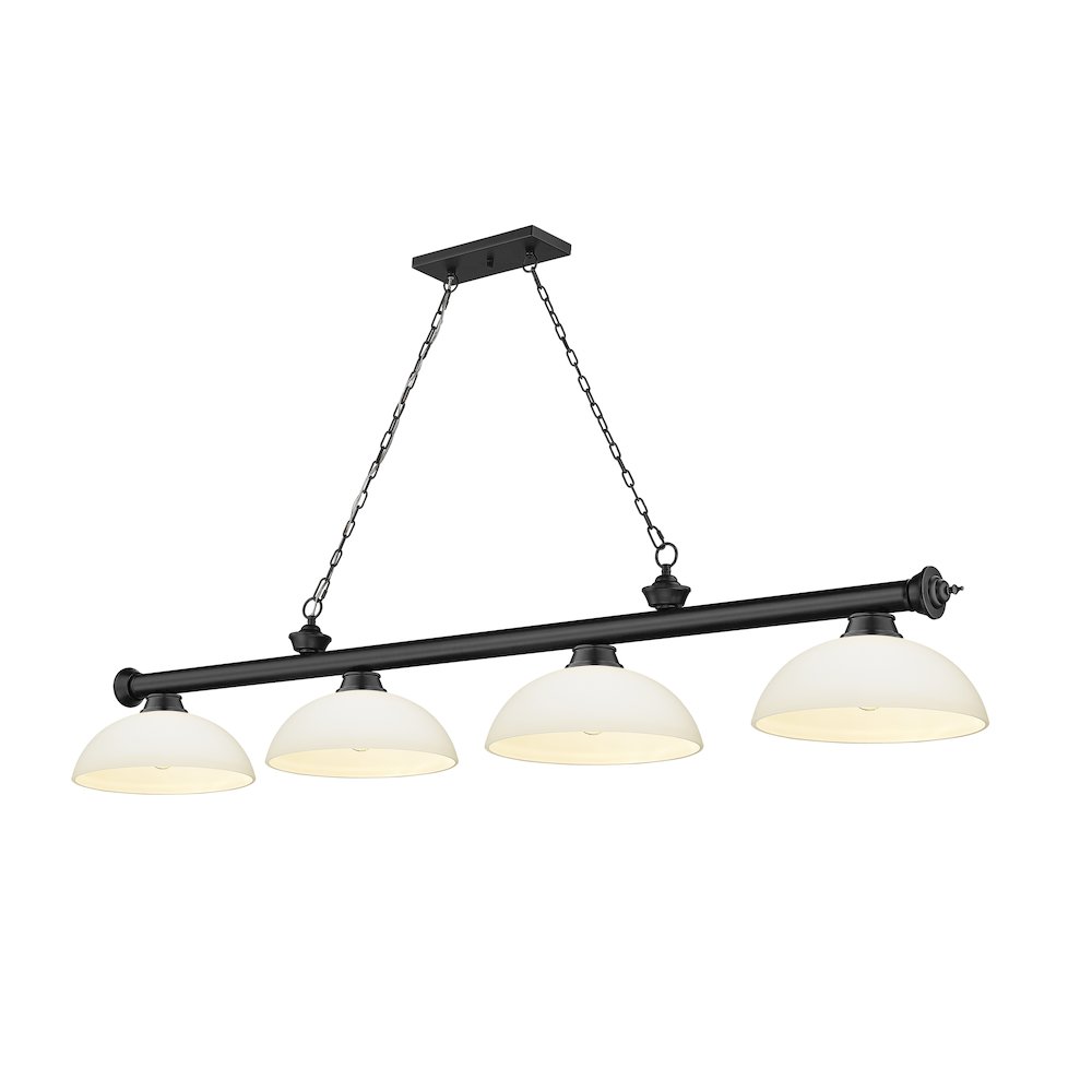 Z-Lite Cordon 4 Light Billiard, Steel Frame, Matte Opal Shade Color. Picture 1