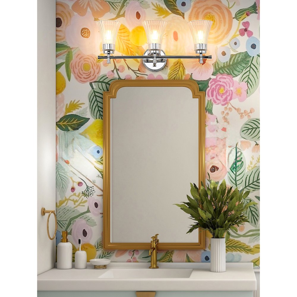 Z-Lite Belle 3 Light Vanity in Chrome color, Steel frame. Picture 7
