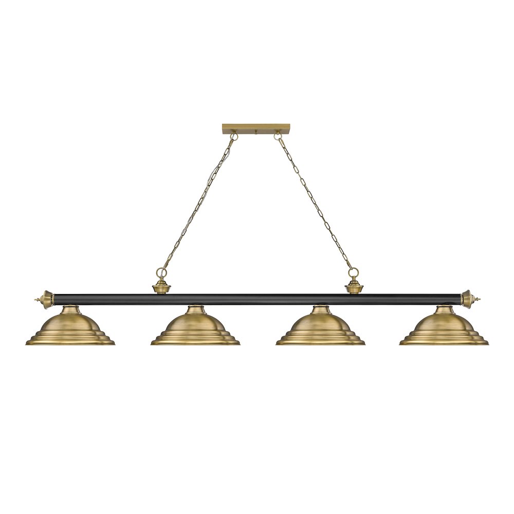 Z-Lite Cordon 4 Light Billiard, Steel Frame, Rubbed Brass Shade Color. Picture 2