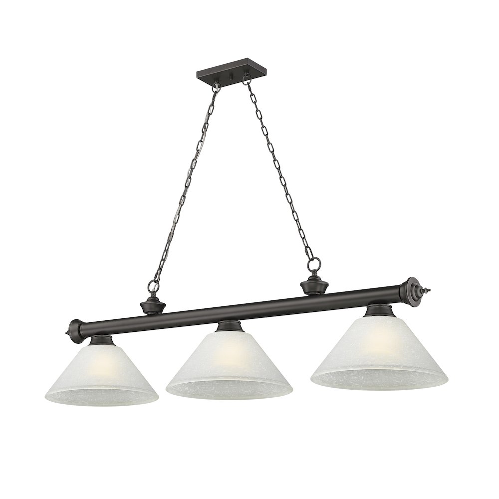 Z-Lite Cordon 3 Light Billiard, Steel Frame, White Linen Shade Color. Picture 1