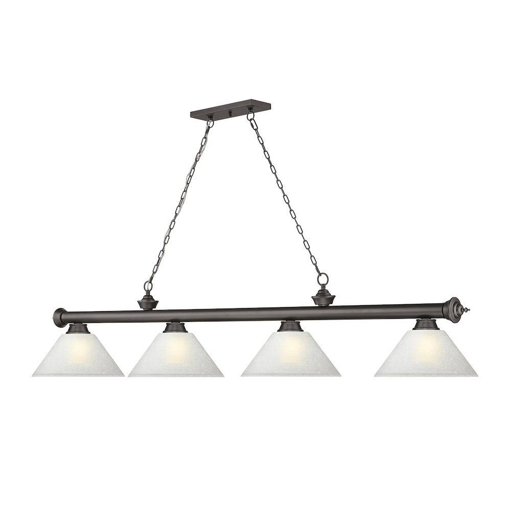 Z-Lite Cordon 4 Light Billiard, Steel Frame, White Linen Shade Color. Picture 3