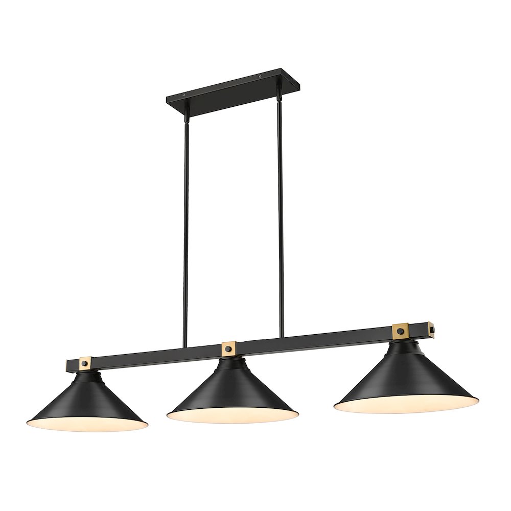 Z-Lite Bronte 3 Light Billiard, Steel Frame, Matte Black Shade Color. Picture 1