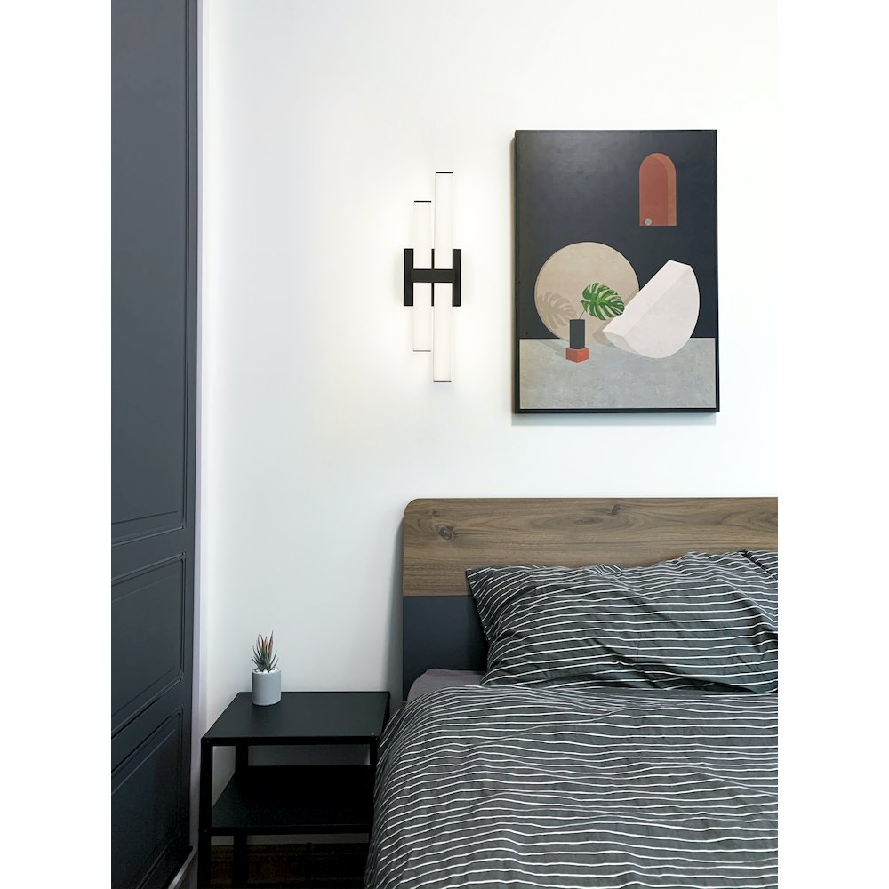 Z-Lite Zane 2 Light Vanity in Matte Black Frame Finish. Picture 6
