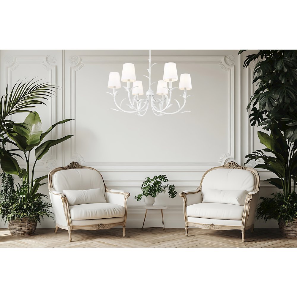 Z-Lite 6 Light Chandelier, Textured White. Picture 5