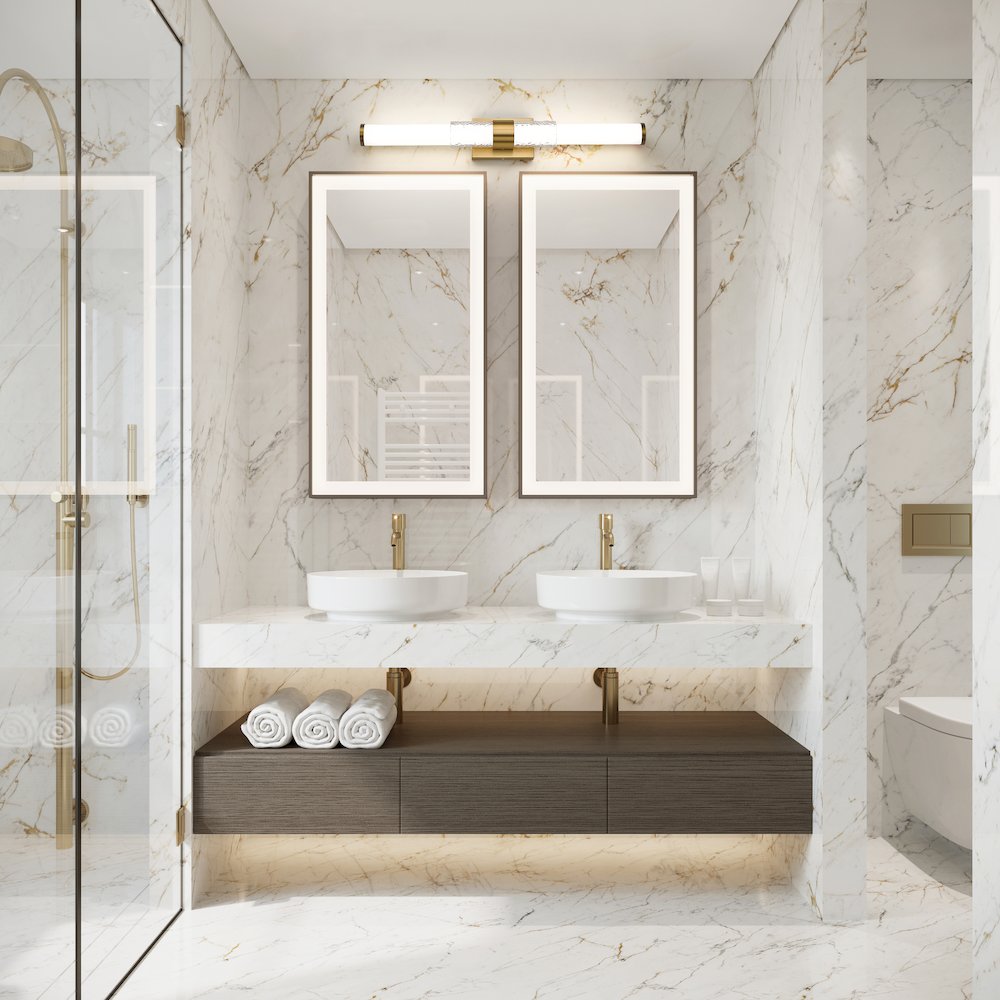 Z-Lite Egon 1 Light Vanity in Modern Gold color, Steel frame. Picture 6