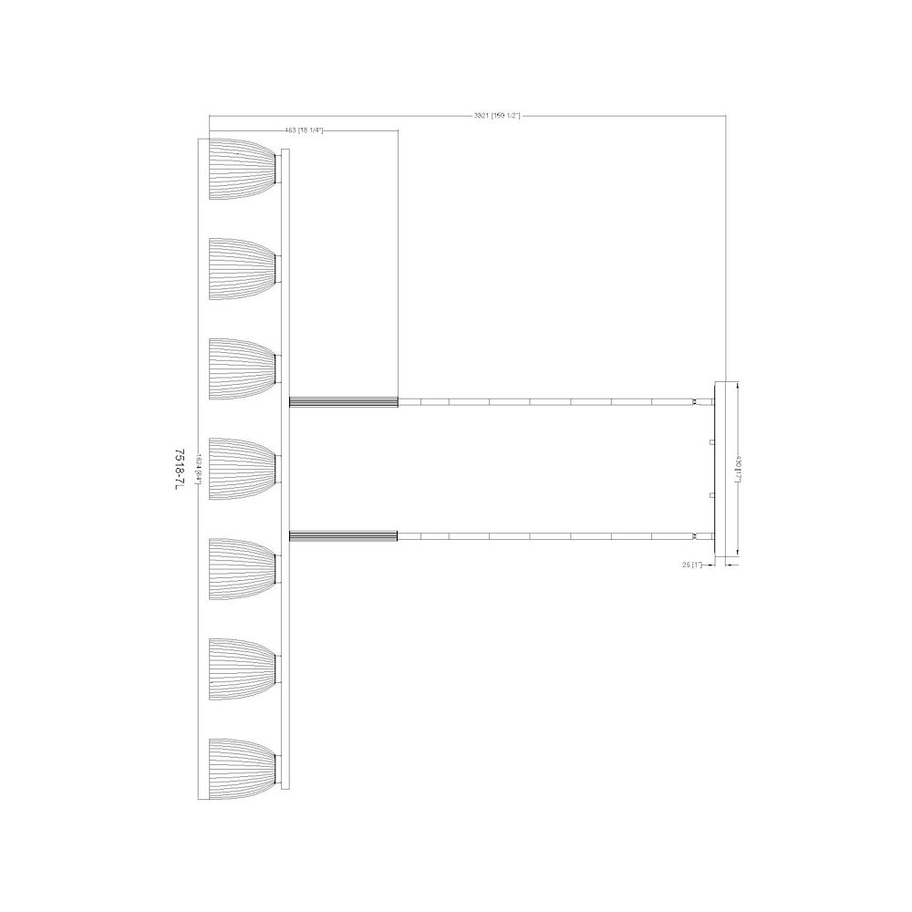 Z-Lite Naya 7 Light Linear Chandelier in Matte Black color, Steel frame. Picture 8