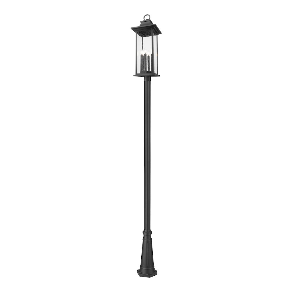 Z-Lite 6 Light Outdoor Post Mounted Fixture, Black Frame Finish. Picture 1