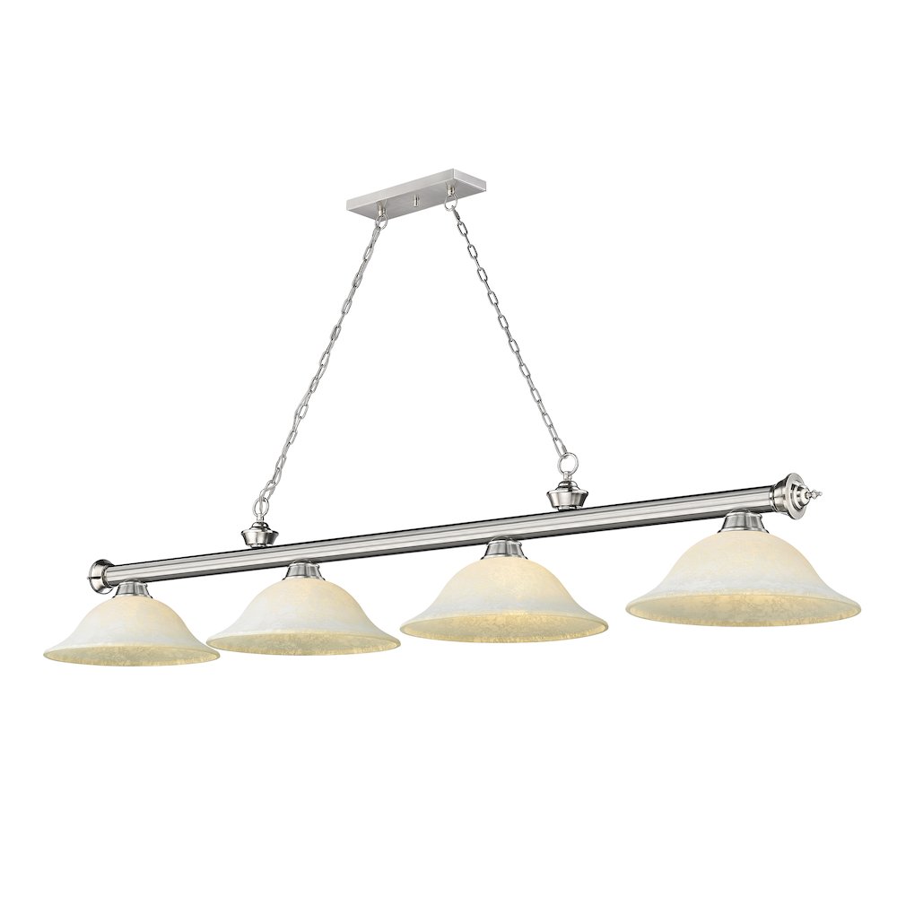 Z-Lite Cordon 4 Light Billiard, Steel Frame, White Mottle Shade Color. Picture 1