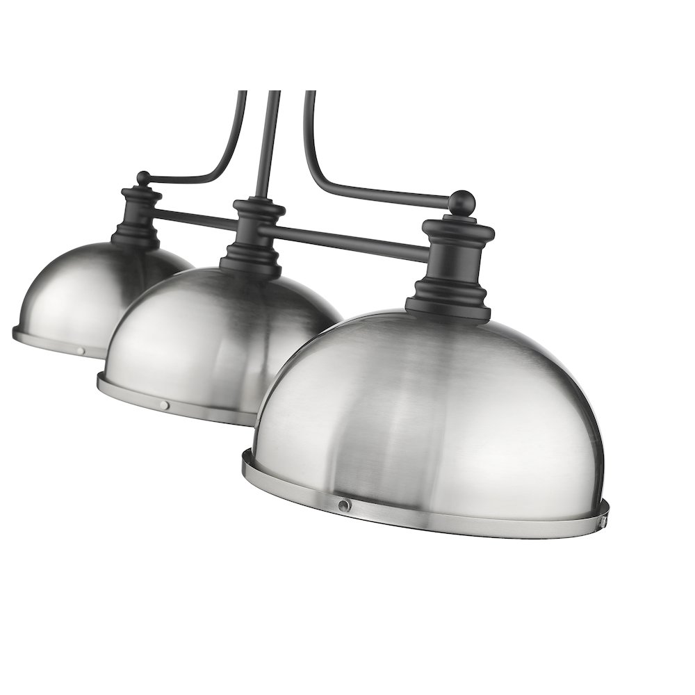 Z-Lite Melange 3 Light Billiard, Steel Frame, Brushed Nickel Shade Color. Picture 4