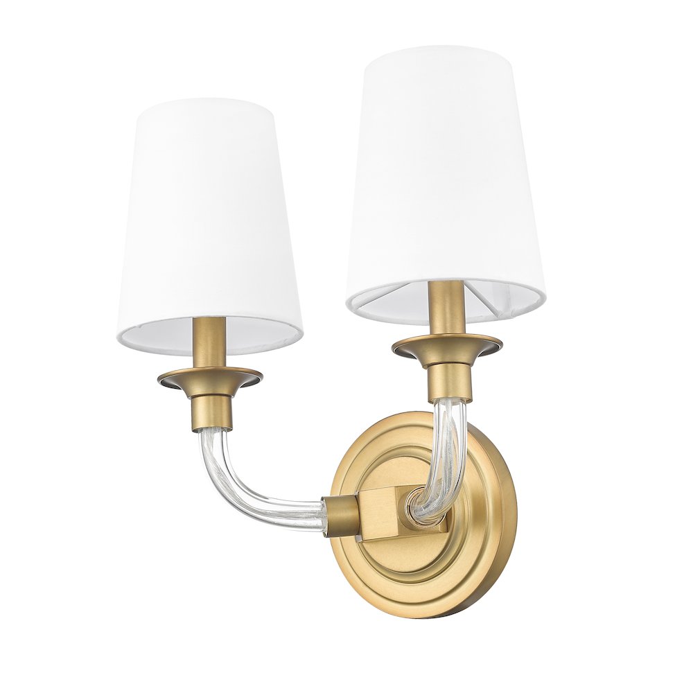 Z-Lite Katerina 2 Light Wall Sconce in Rubbed Brass Frame Finish. Picture 5