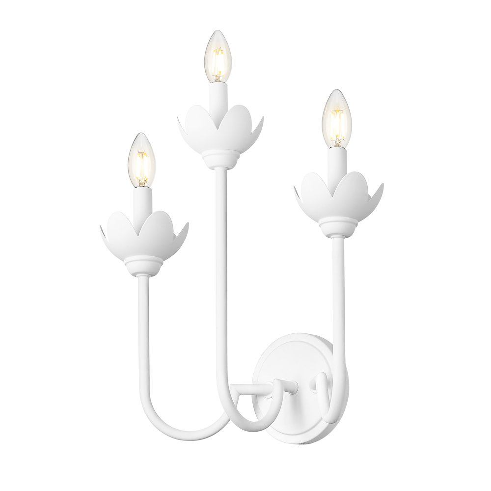 Z-Lite Allistair 3 Light Wall Sconce in Textured White color, Steel frame. Picture 3