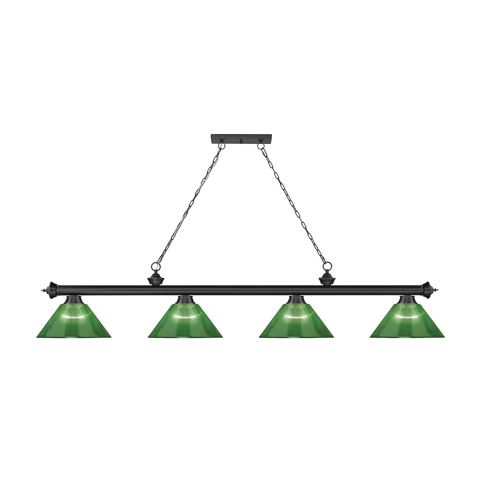 Z-Lite Cordon 4 Light Billiard, Steel Frame, Green Shade Color. Picture 2