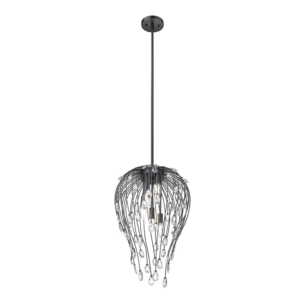 Z-Lite 5 Light Pendant, Matte Black. Picture 2