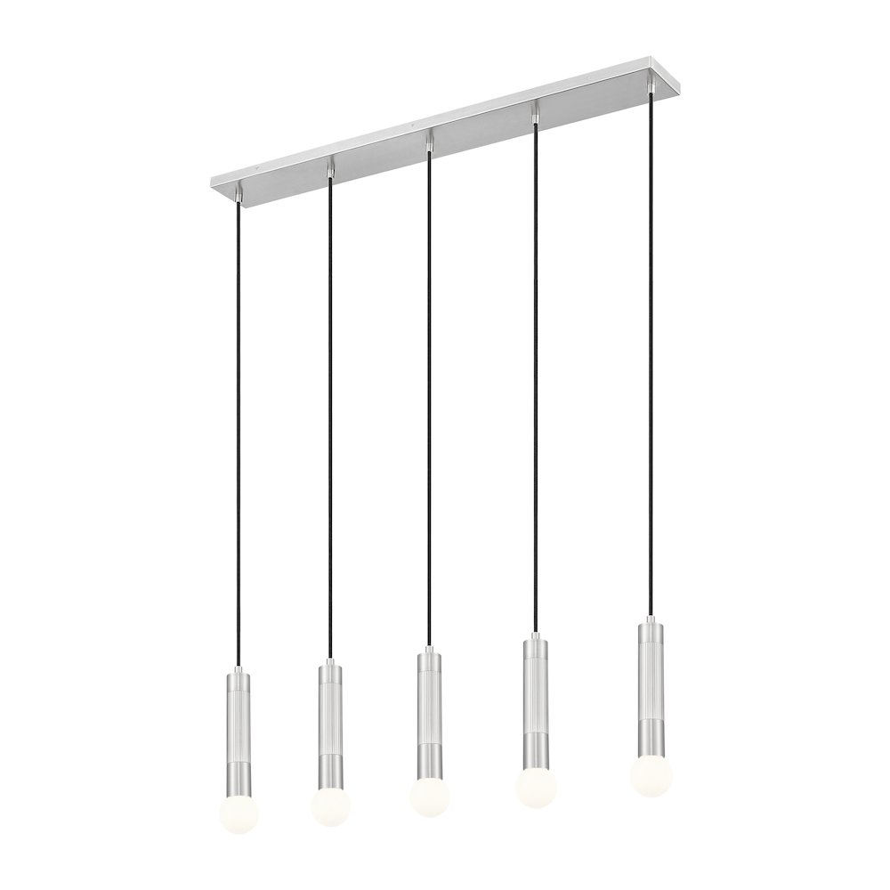 Z-Lite Stari 5 Light Linear Chandelier in Brushed Nickel color, Steel frame. Picture 2