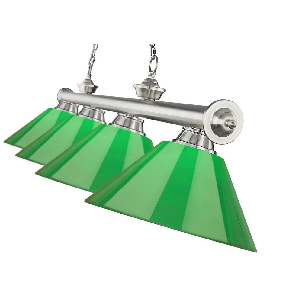 Z-Lite Cordon 4 Light Billiard, Steel Frame, Green Shade Color. Picture 4