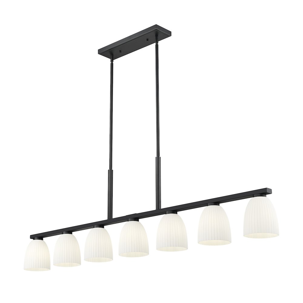 Z-Lite Naya 7 Light Linear Chandelier in Matte Black color, Steel frame. Picture 3