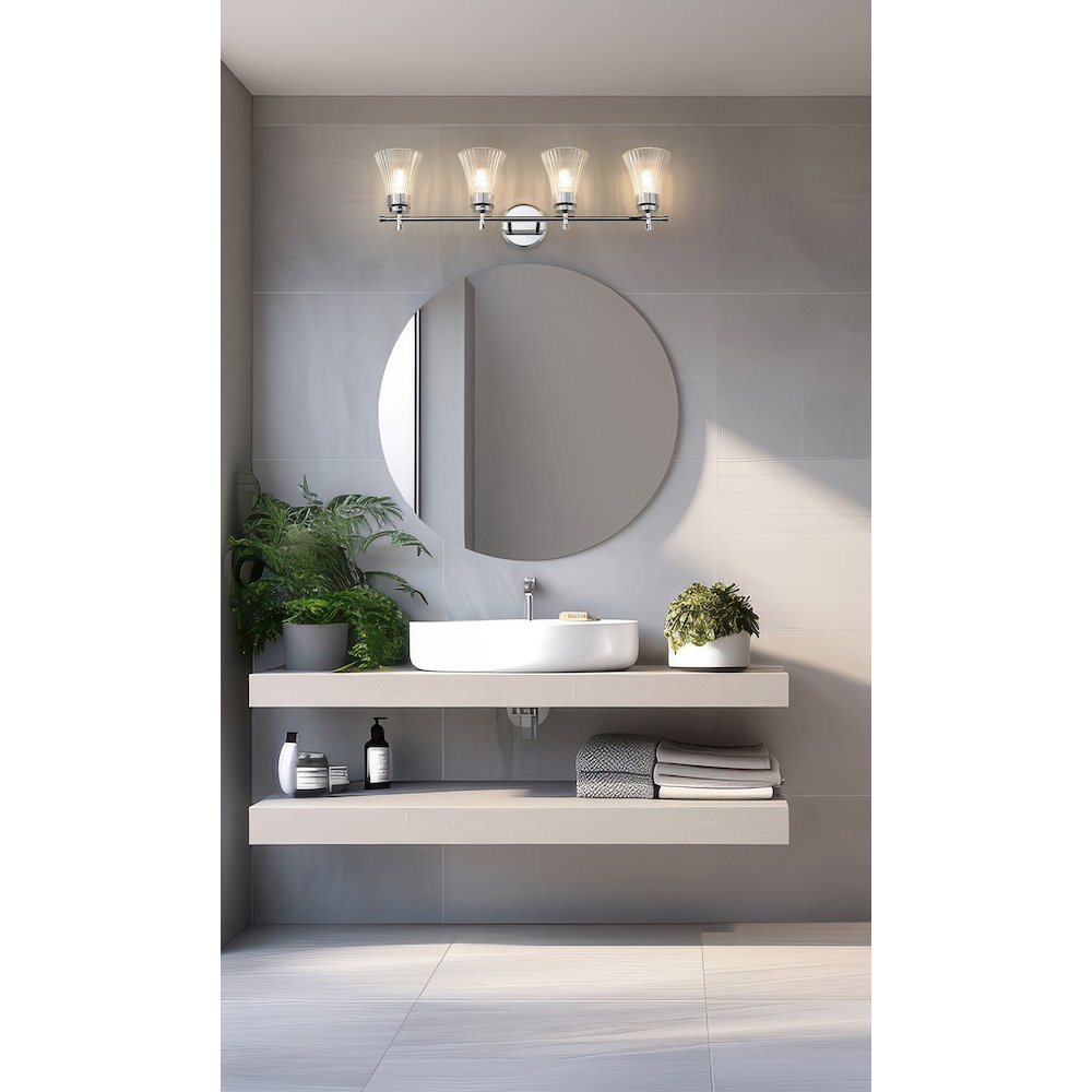Z-Lite Belle 4 Light Vanity in Chrome color, Steel frame. Picture 7