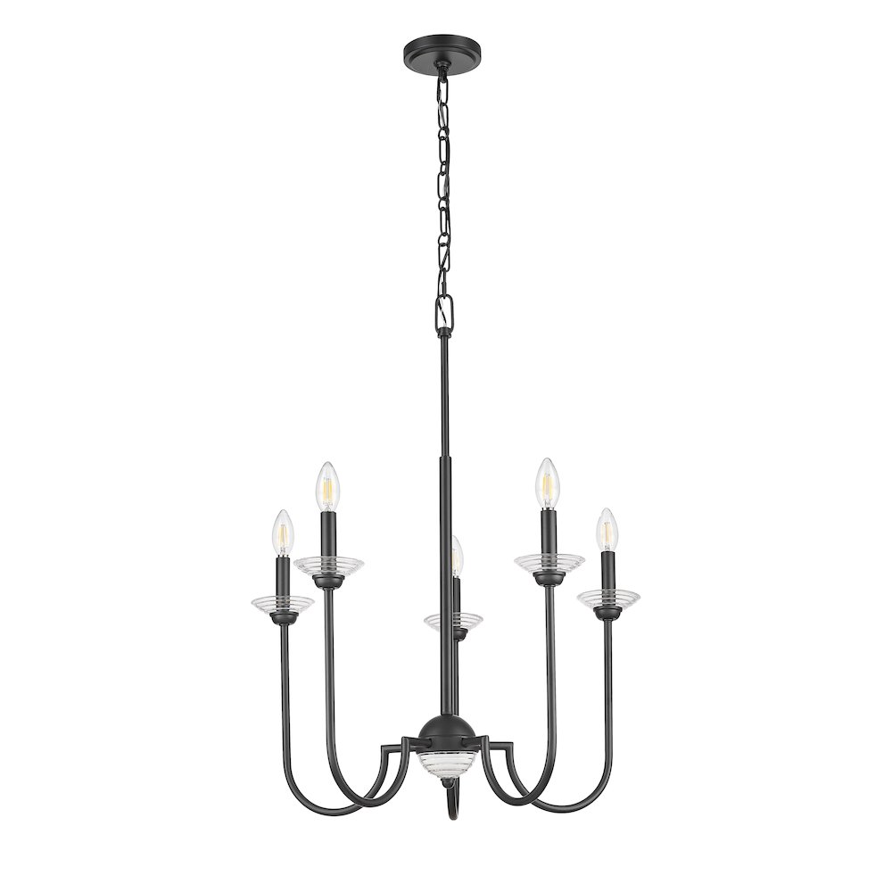 Z-Lite Allistair 5 Light Chandelier in Matte Black color, Steel frame. Picture 5