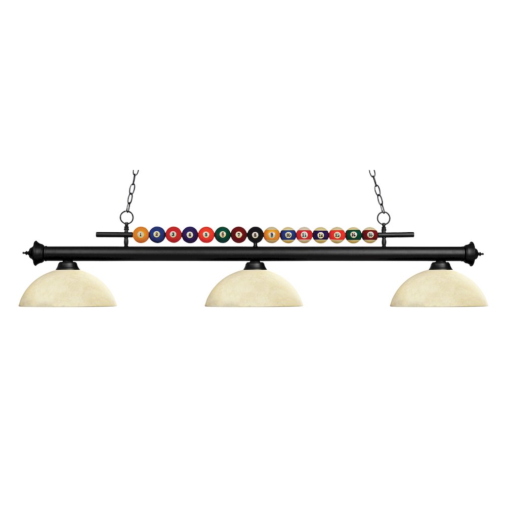 Z-Lite Shark 3 Light Billiard, Steel Frame, Golden Mottle Shade Color. Picture 1
