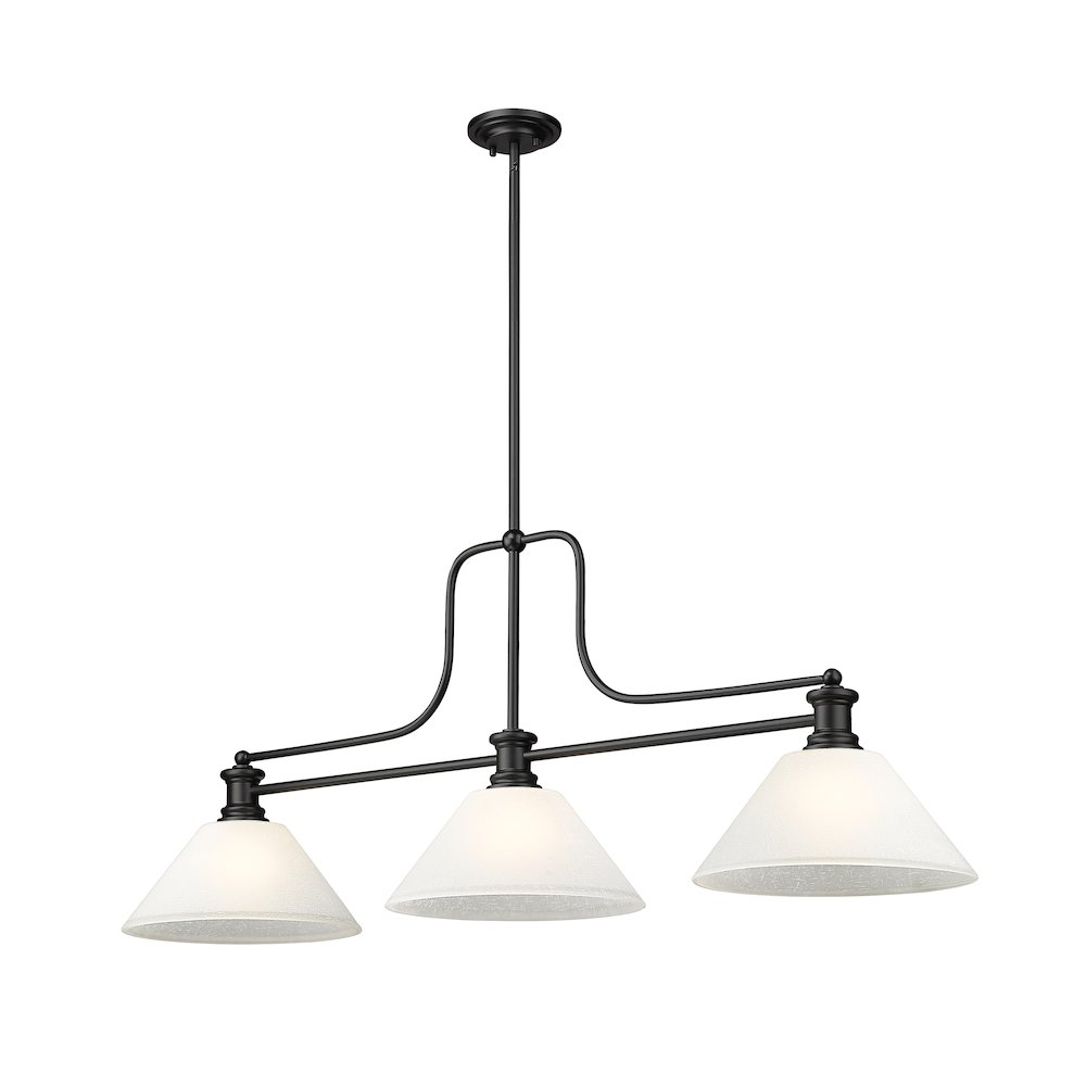 Z-Lite Melange 3 Light Billiard, Steel Frame, White Linen Shade Color. Picture 1