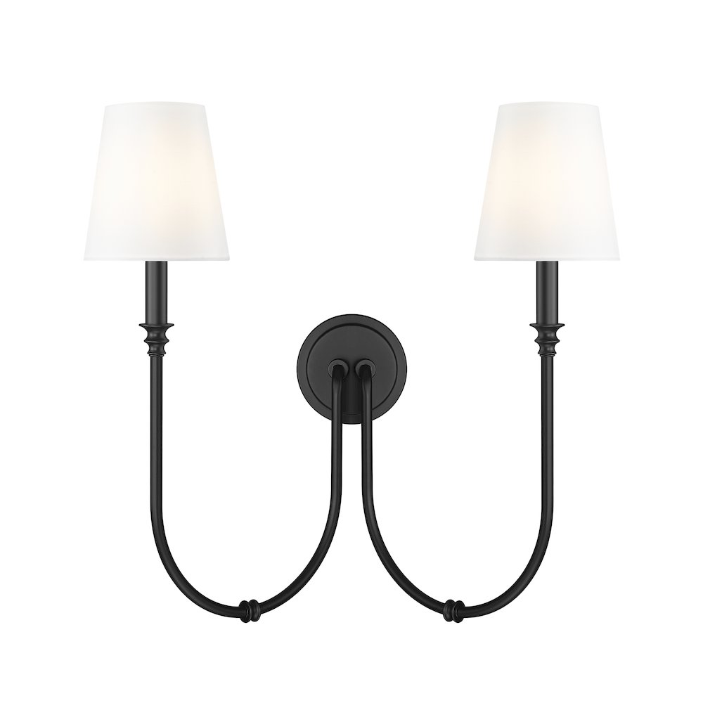 Z-Lite 2 Light Wall Sconce, Matte Black. Picture 2