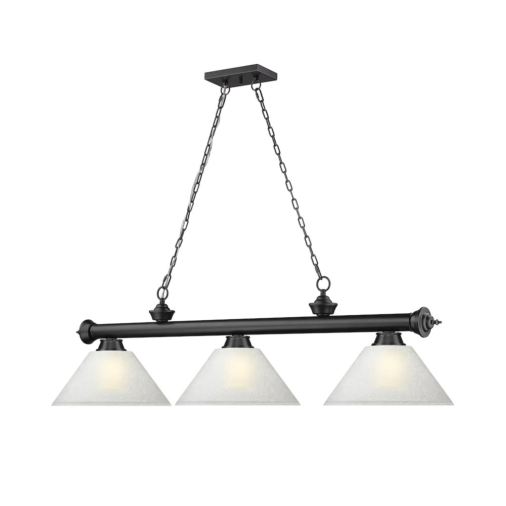 Z-Lite Cordon 3 Light Billiard, Steel Frame, White Linen Shade Color. Picture 3