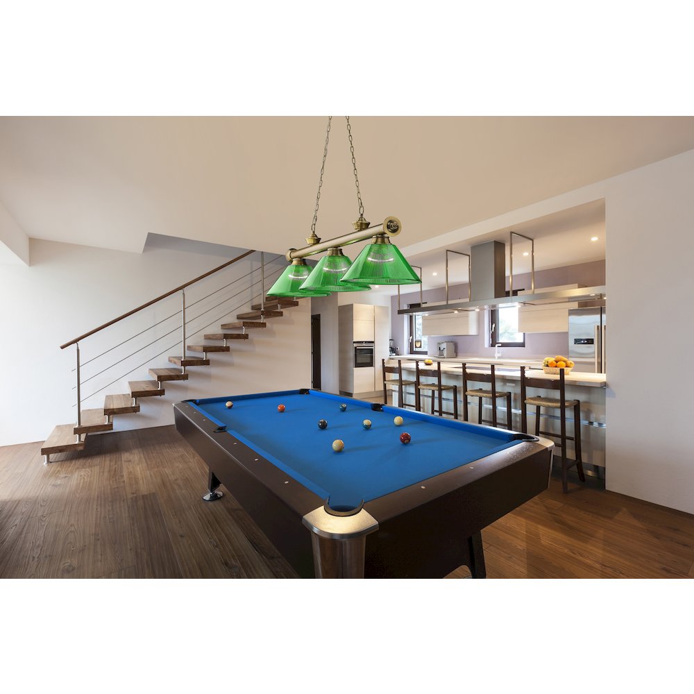 Z-Lite Cordon 3 Light Billiard, Steel Frame, Green Shade Color. Picture 7
