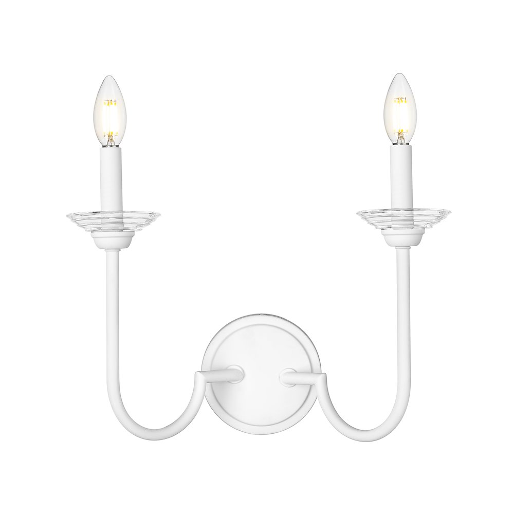 Z-Lite Allistair 2 Light Wall Sconce in Textured White color, Steel frame. Picture 2