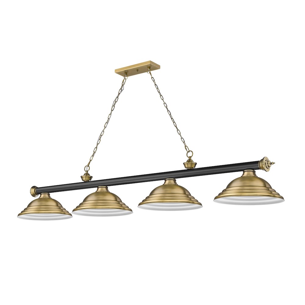 Z-Lite Cordon 4 Light Billiard, Steel Frame, Rubbed Brass Shade Color. Picture 5